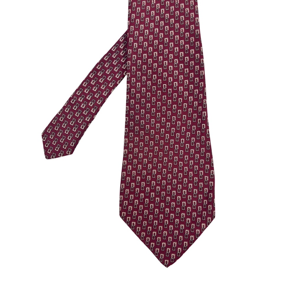 Stefano Ricci Burgundy Silk Tie with Geometric Pattern